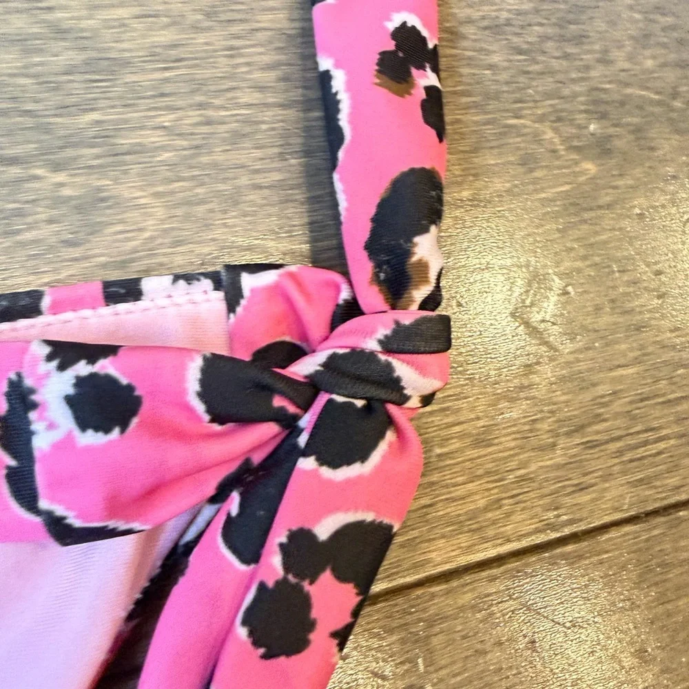 Designer Pink & Turquoise Heart Leopard Cutout Swimsuit